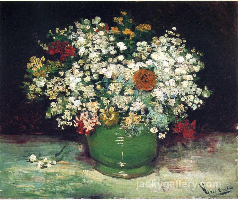 Vase with Zinnias and Other Flowers, Van Gogh painting